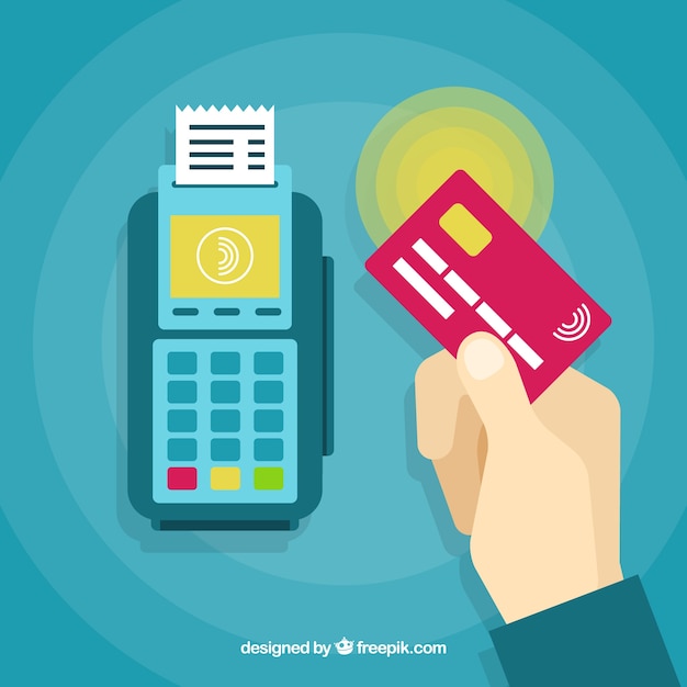 Free vector flat hand paying with credit card