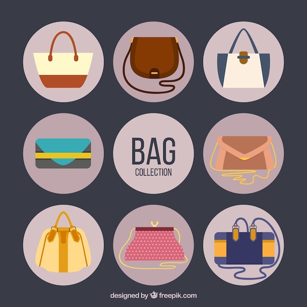 Free vector flat handbag collection