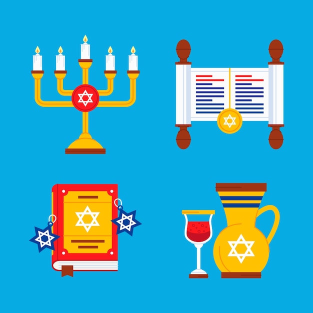 Collezione di elementi di Hanukkah piatti
