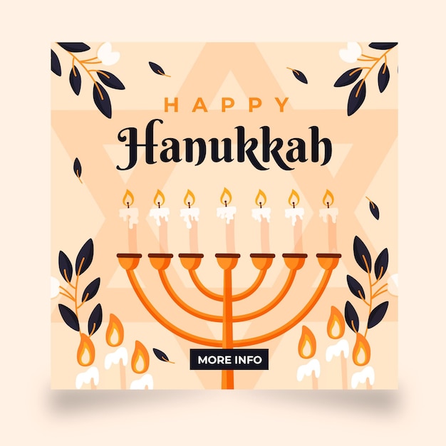 Modello di post instagram hanukkah piatto Vettore gratuito