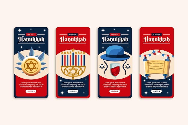 Flat hanukkah instagram stories collection