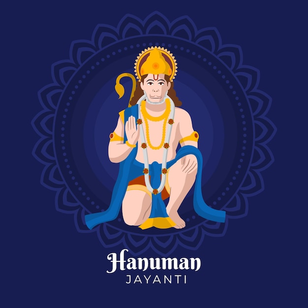 Free vector flat hanuman jayanti illustration