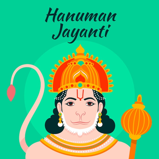 Flat hanuman jayanti illustration