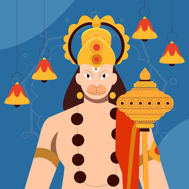 Vettore gratuito illustrazione di jayanti hanuman piatta