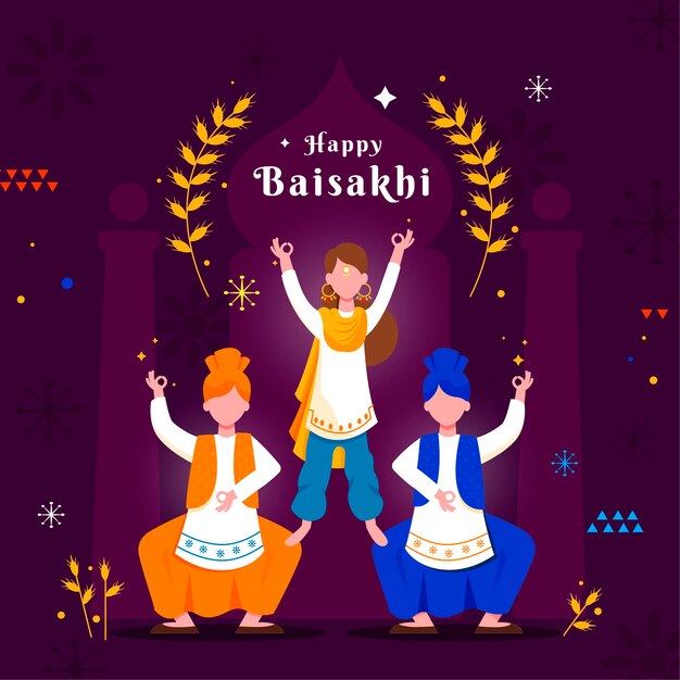 Flat happy baisakhi background concept