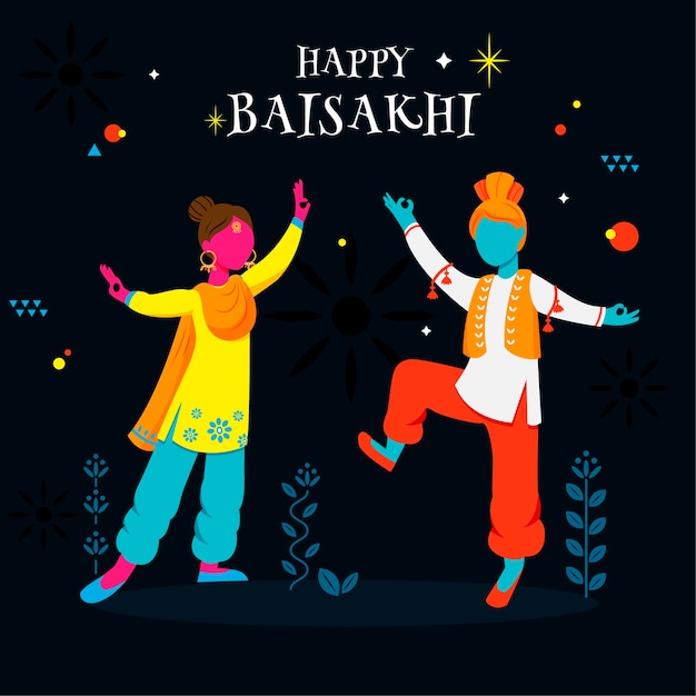 Free vector flat happy baisakhi concept with greeting