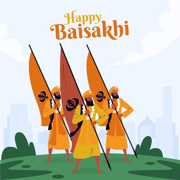 Free vector flat happy baisakhi illustration