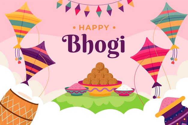 Flat happy bhogi illustration