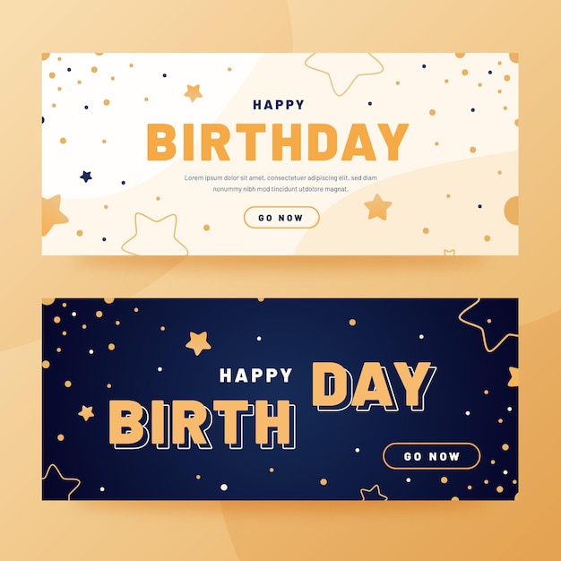 Free vector flat happy birthday banners design