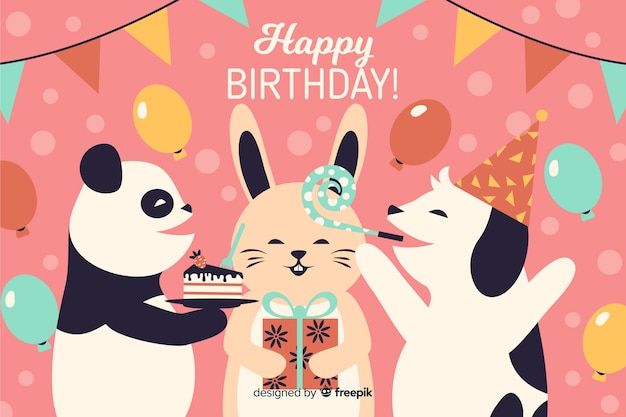 Free Vector flat happy birthday party background