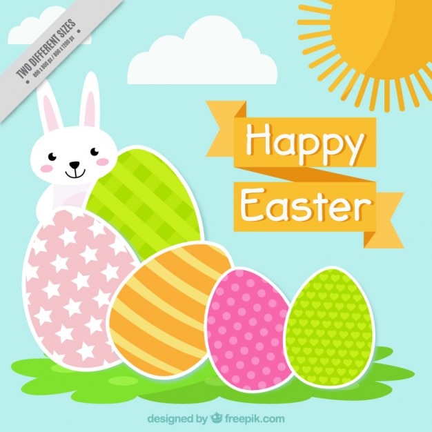 Flat happy easter background
