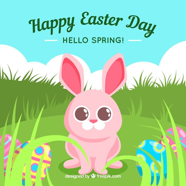 Flat happy easter day background