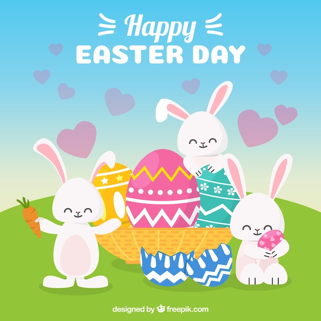 Flat happy easter day background