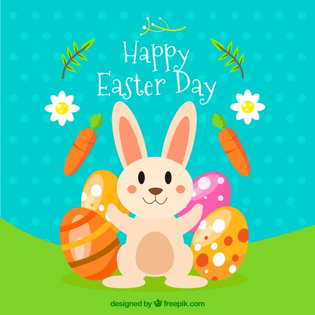 Flat happy easter day background