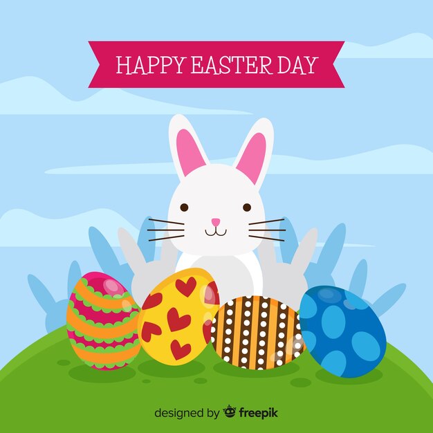 Flat happy easter day background