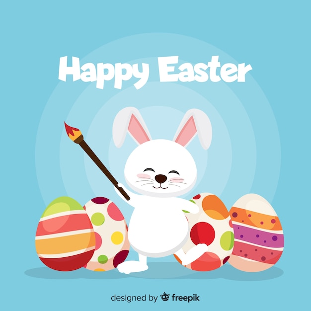 Flat happy easter day background