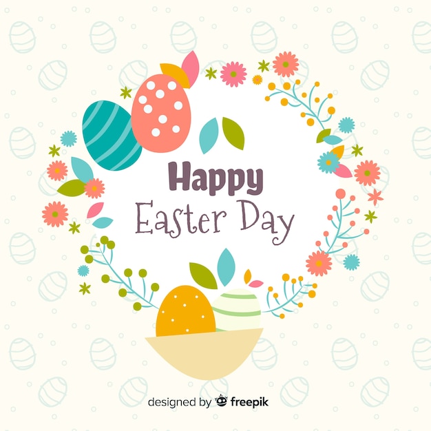 Flat happy easter day background