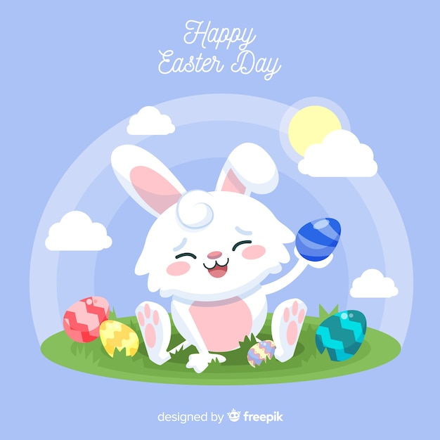 Flat happy easter day background