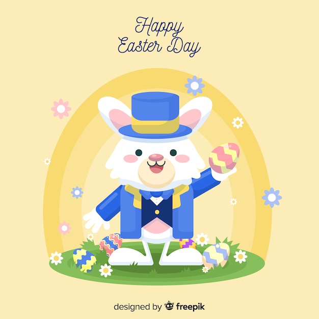 Flat happy easter day background