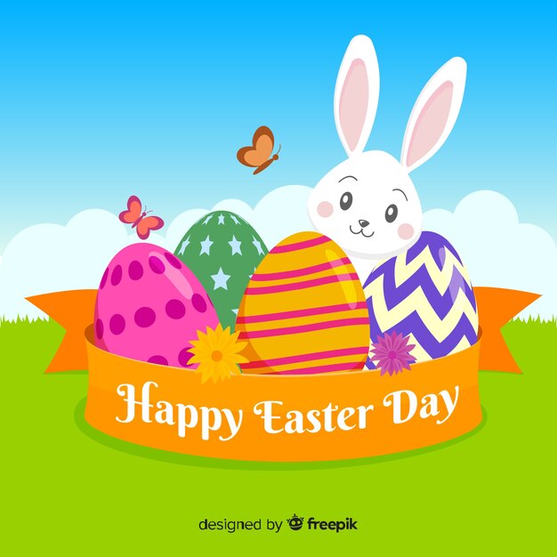 Free vector flat happy easter day background