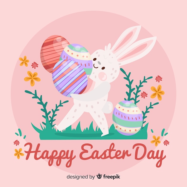 Flat happy easter day background