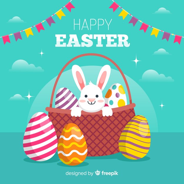 Flat happy easter day background