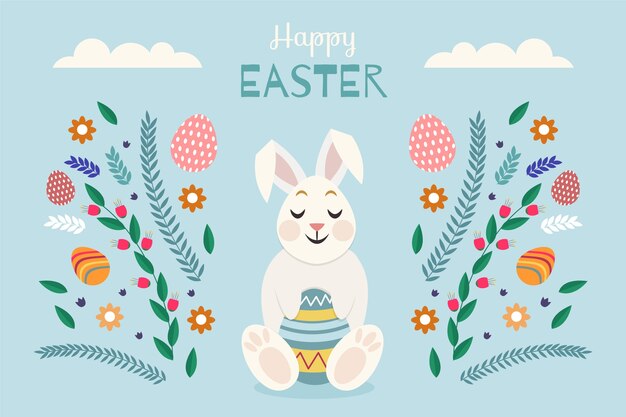 Flat happy easter day background