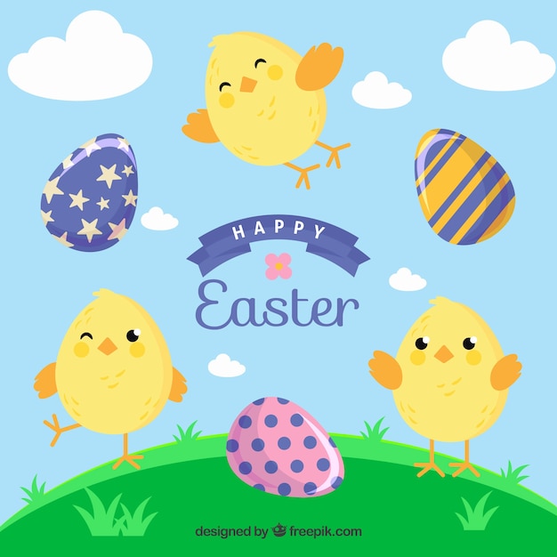 Free vector flat happy easter day bakground