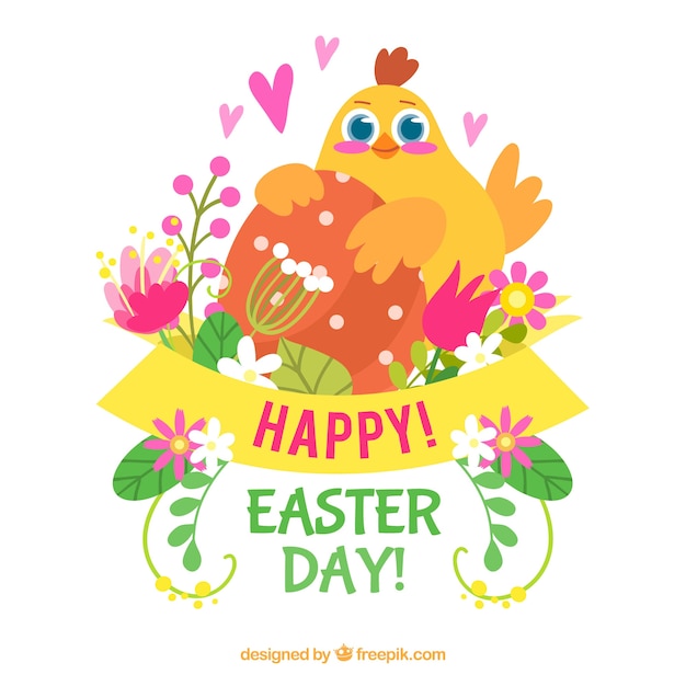 Free vector flat happy easter day bakground