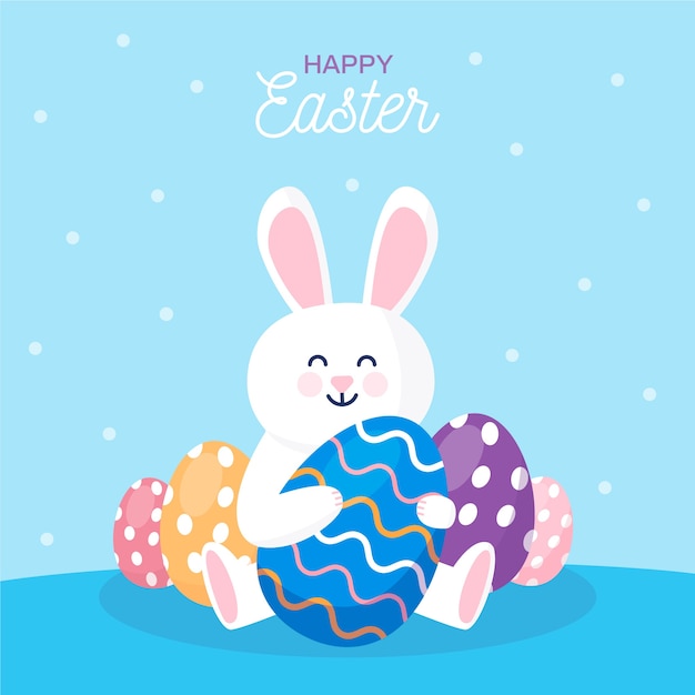 Flat happy easter day wallpaper concept