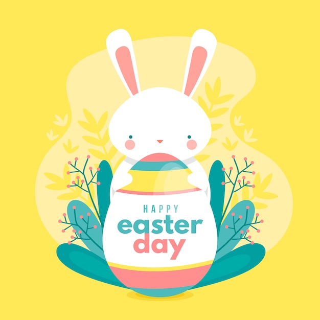 Free vector flat happy easter day with bunny