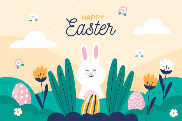 Flat happy easter illustration