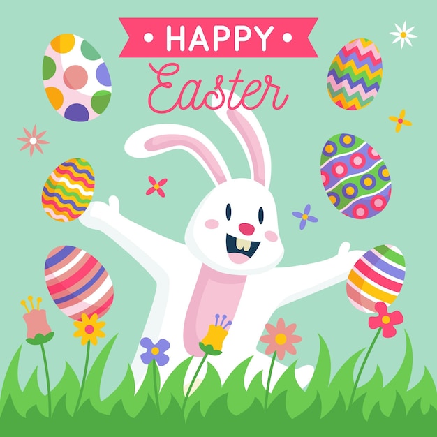 Free vector flat happy easter illustration