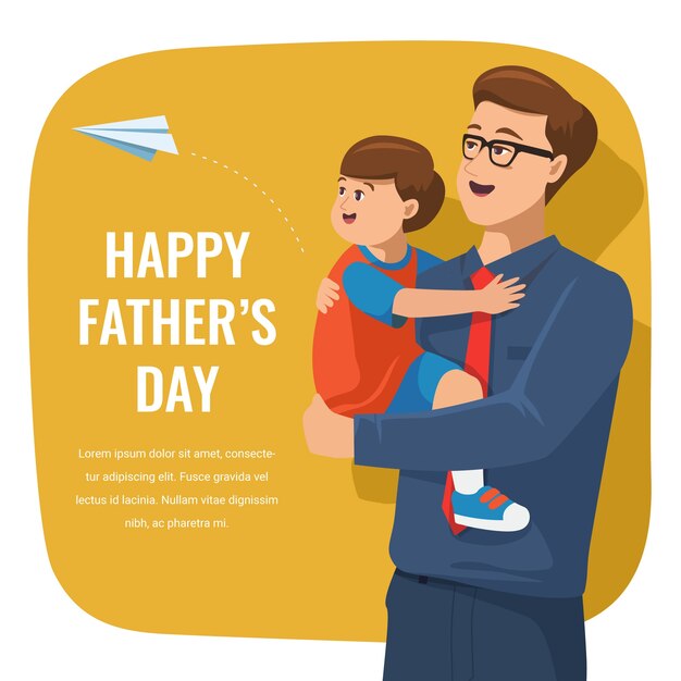 Flat happy father's day illustration
