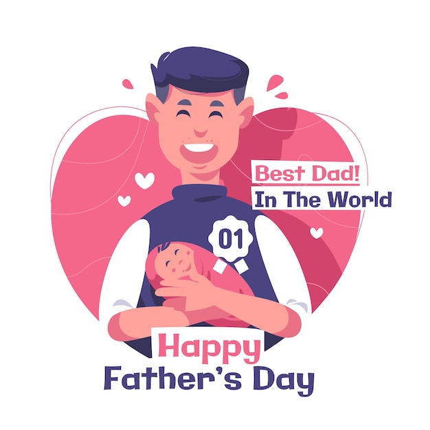 Flat happy father's day illustration