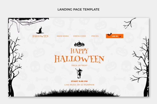 Flat happy halloween landing page template