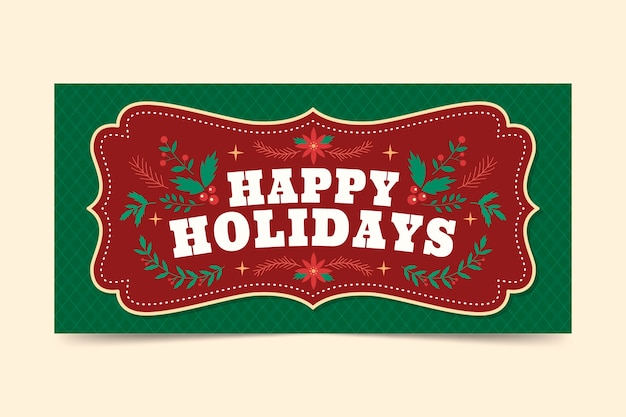 Free vector flat happy holidays christmas banner