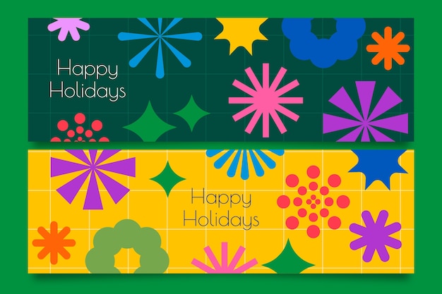 Бесплатное векторное изображение Набор плоских счастливых праздников рождественские баннеры
