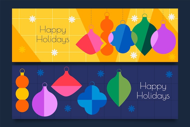 Free vector flat happy holidays christmas banners set