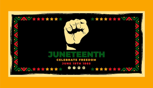 무료 벡터 평면 행복 juneteenth 가로 배너 서식 파일