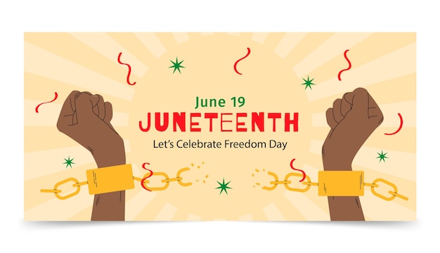 Flat happy juneteenth horizontal banner template