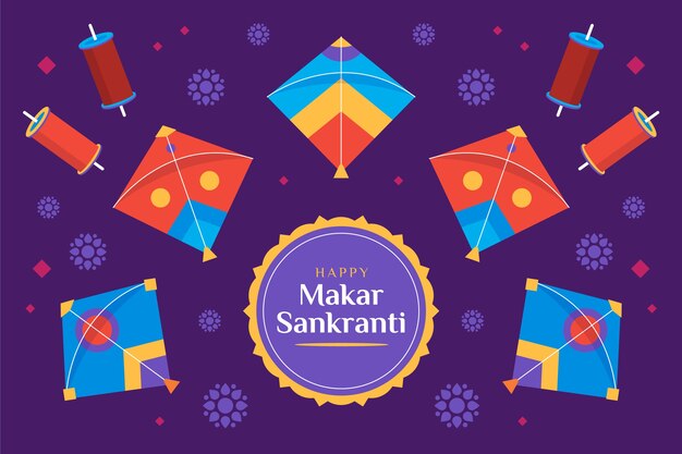 Flat happy makar sankranti background