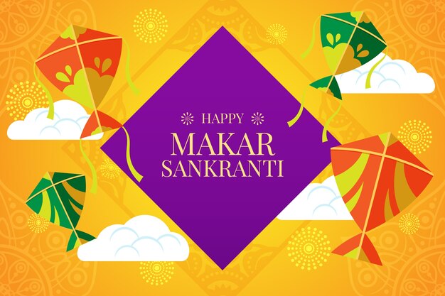 Free vector flat happy makar sankranti background