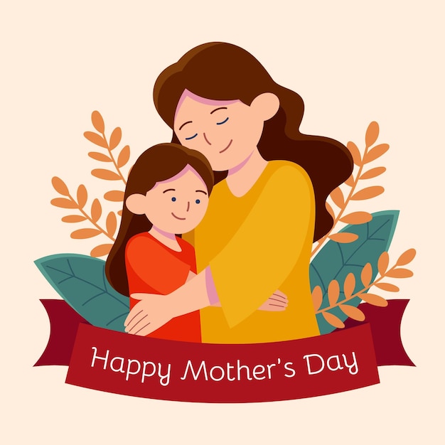 Flat happy mother's day illustration