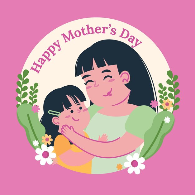 Flat happy mother's day illustration