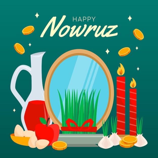 Vettore gratuito piatto felice evento nowruz