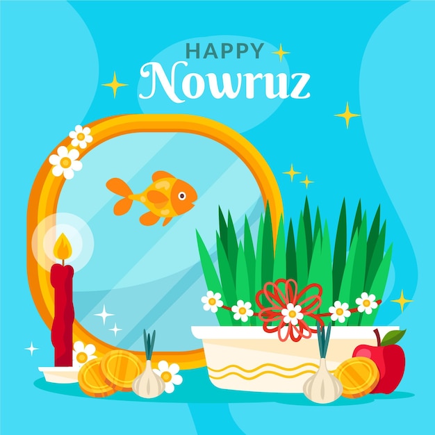 Flat happy nowruz event