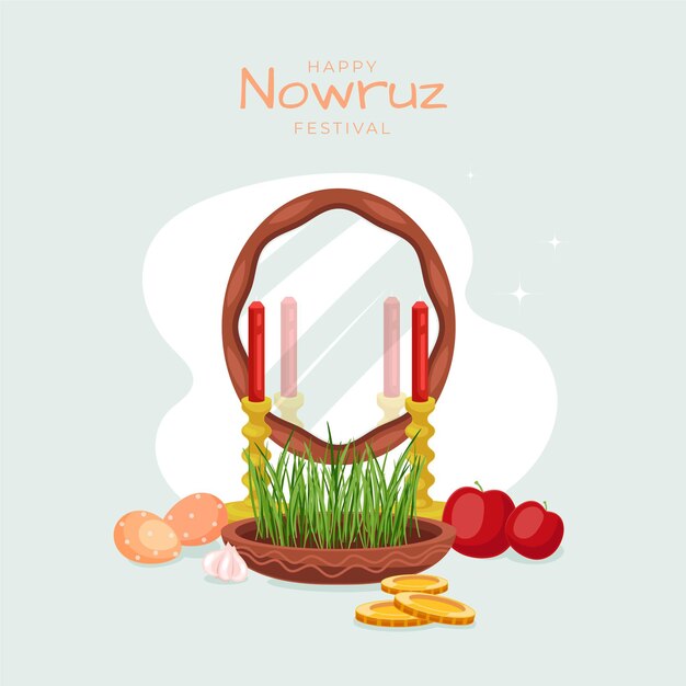 플랫 해피 nowruz 인사말