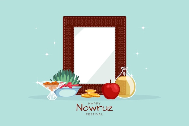 Vettore gratuito piatto felice nowruz illustrazione