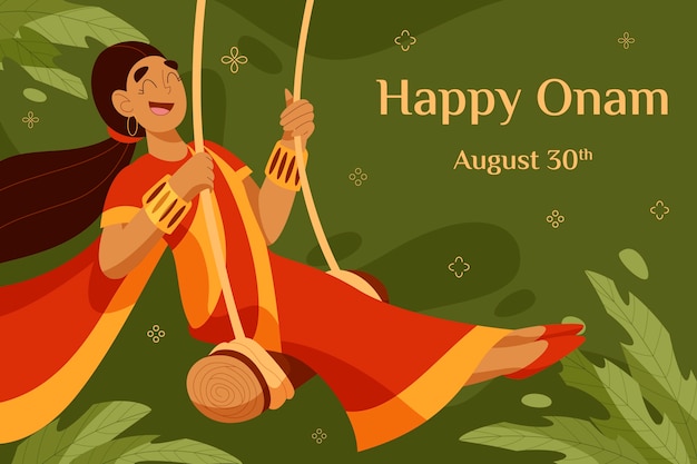 Flat happy onam background